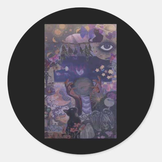 Hexenweih-Ästhetik mit Katzen Runder Aufkleber (Vorderseite)