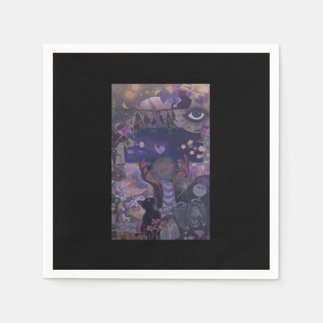 Hexenweih-Ästhetik mit Katzen Serviette (Vorderseite)