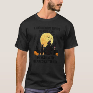 Hexenwein und Airedale Terrier Hundemama Halloween T-Shirt