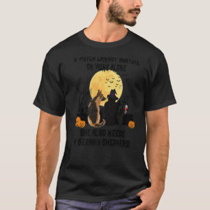 Hexenwein und deutscher Schäferhund Halloween-Kost T-Shirt