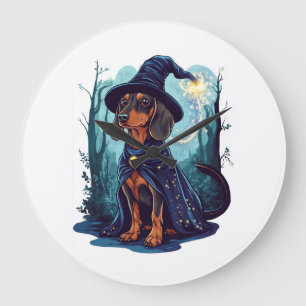 Hexenwiener � Magischer Dachshund Große Wanduhr