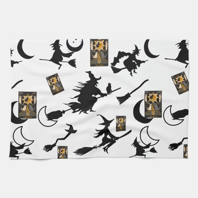 Hexenzauberer Schwarzmeerkatze Geschirrtuch (Horizontal)