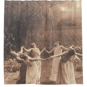 Hexenzirkel Vintage Frauen tanzen Duschvorhang