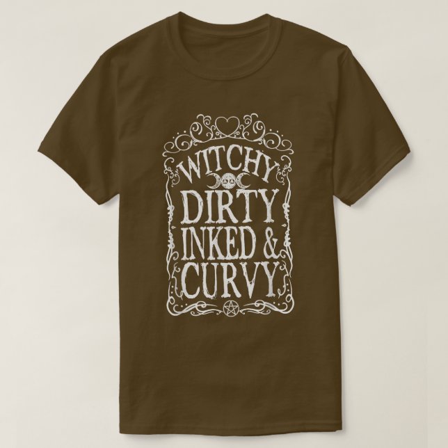 Hexerei, dunkel gestrichen und gekrümmt T-Shirt (Design vorne)