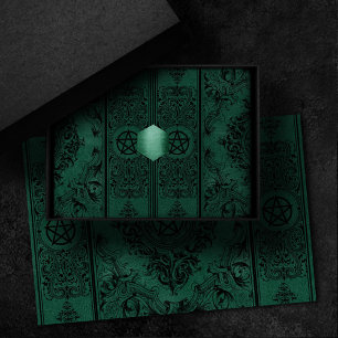 Hexerei Geblüht   Emerald Green Fantasy Pentagramm Seidenpapier