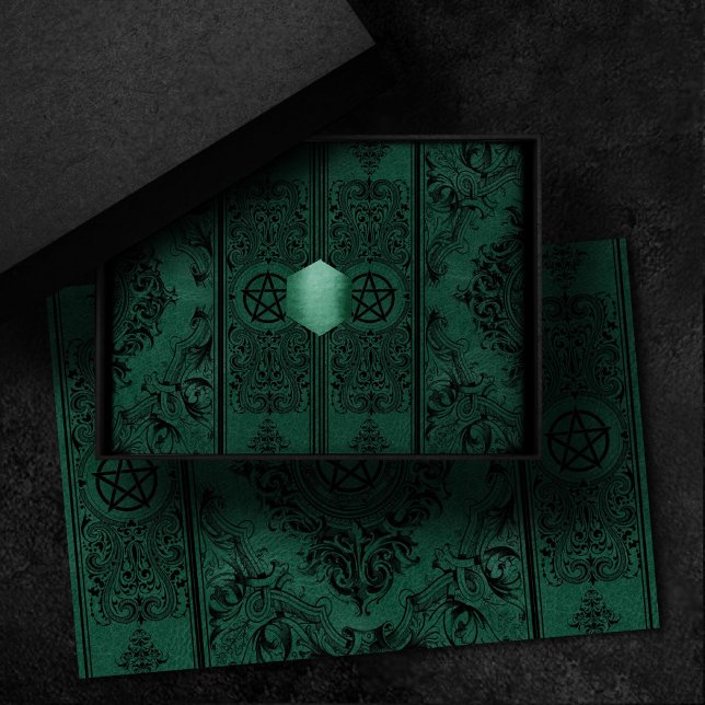 Hexerei Geblüht | Emerald Green Fantasy Pentagramm Seidenpapier (Von Creator hochgeladen)