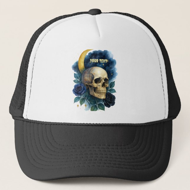 Hexerei Gothic Floral Halloween Creepy Truckerkappe (Vorderseite)