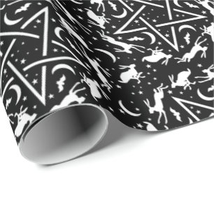 Hexerei Gothic Pagan Hares Pentagramme und Monde Geschenkpapier