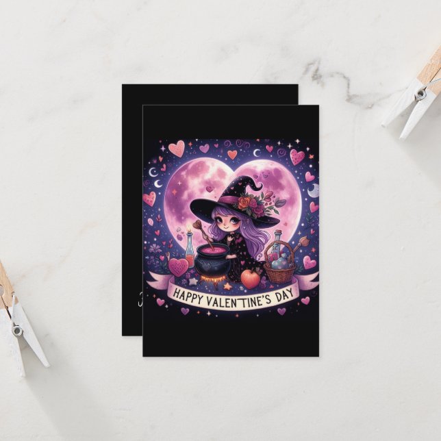 Hexerei Liebe Valentinstag Magische Karten (Vorderseite/Rückseite Beispiel)
