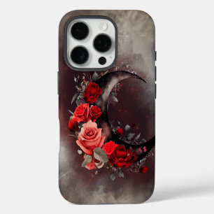 Hexerei Mondsichel mit gotischen roten Rosen iPhone 16 Pro Hülle