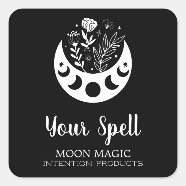 Hexerei Moon Blume Black Jar Stickers (Vorderseite)