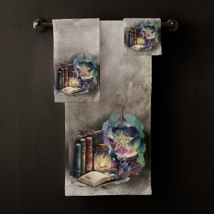 Hexerei   Pastel Spellbook Tomen und Kristallball Badhandtuch Set