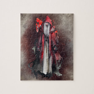 Hexerei   Rote Hexe mit dunklen bösen gotischen Sc Puzzle