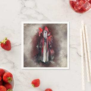 Hexerei   Rote Hexe mit dunklen bösen gotischen Sc Serviette