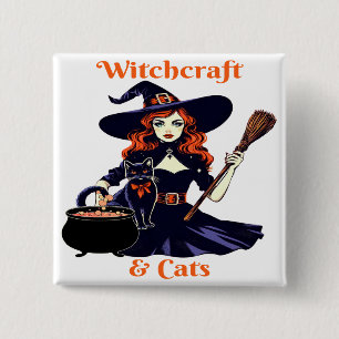 Hexerei und Katzen - mit ihrer Katze und ihrem Kes Button