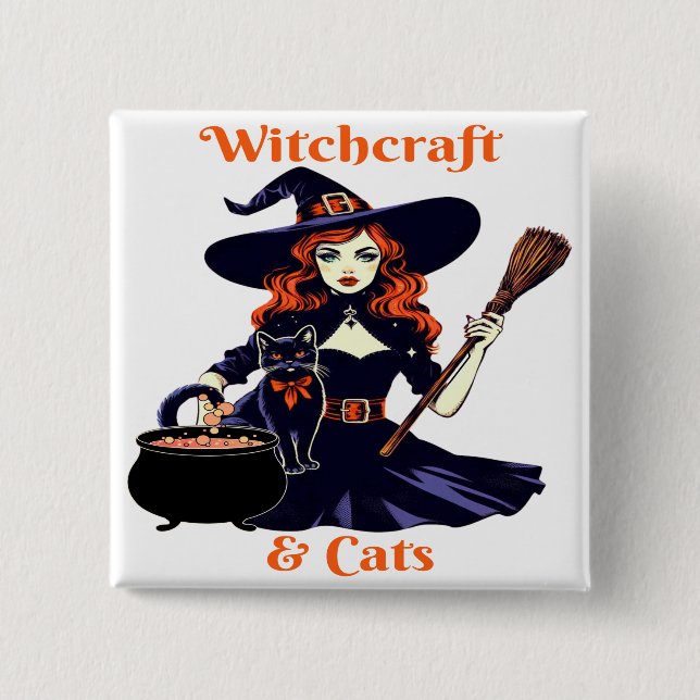 Hexerei und Katzen - mit ihrer Katze und ihrem Kes Button (Vorderseite)