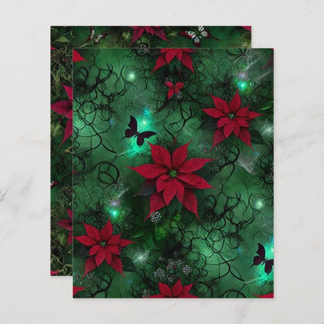 Hexerei Verzauberter Wald Poinsettia Scrapbook (Vorne/Hinten)