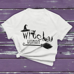 Hexerei Woman Black Cat Halloween Rotzunge Grafisc T-Shirt