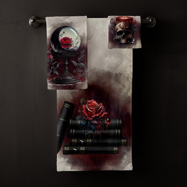 Hexerei | Zauberbücher und Kristallkugel Badhandtuch Set (Von Creator hochgeladen)