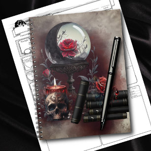 Hexerei   Zauberbücher und Kristallkugel Notizblock