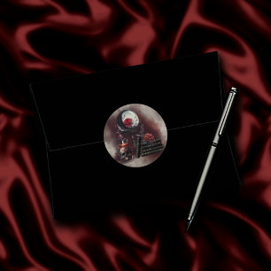 Hexerei   Zauberbücher und Kristallkugel Runder Aufkleber