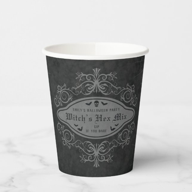 Hexe's Hex Mix Dark Gothic Banner Halloween Pappbecher (Links)