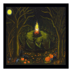 Hexetanzen Halloween-Plakats 20 x 20 Poster