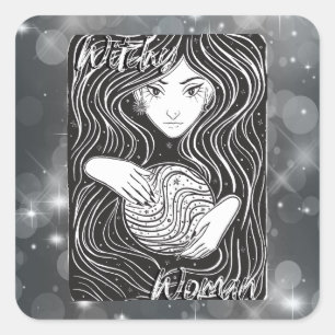 Hexy Woman Artistic Black and White Quadratischer Aufkleber