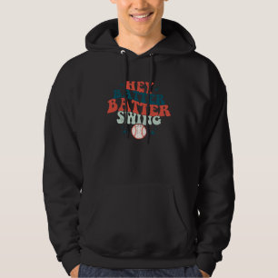 Hey Batter Batter Swing Vintage Baseball Ball Pitc Hoodie