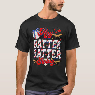 Hey Batter Swing Baseball Coquette Bow Mama Sister T-Shirt