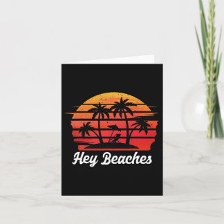 Hey Beaches Hola Retro Sunset Funny Beach Urlaub Karte