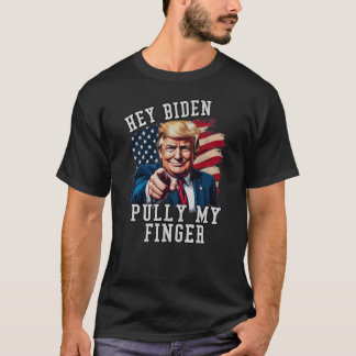 Hey Biden Pull mir Finger Funny Trump politischen T-Shirt