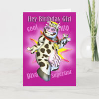 Hey Birthday Girl niedlich Cow Posing Card