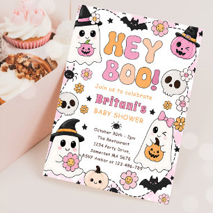 Hey Boo Baby Shower Pink Einladung