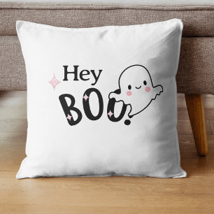 Hey Boo Black und pink Funny Halloween Ghost Kissen