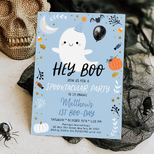 Hey Boo Blue Ghost Halloween Geburtstag Einladung