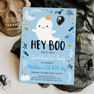 Hey Boo Blue Ghost Halloween Geburtstagseinladung Einladung