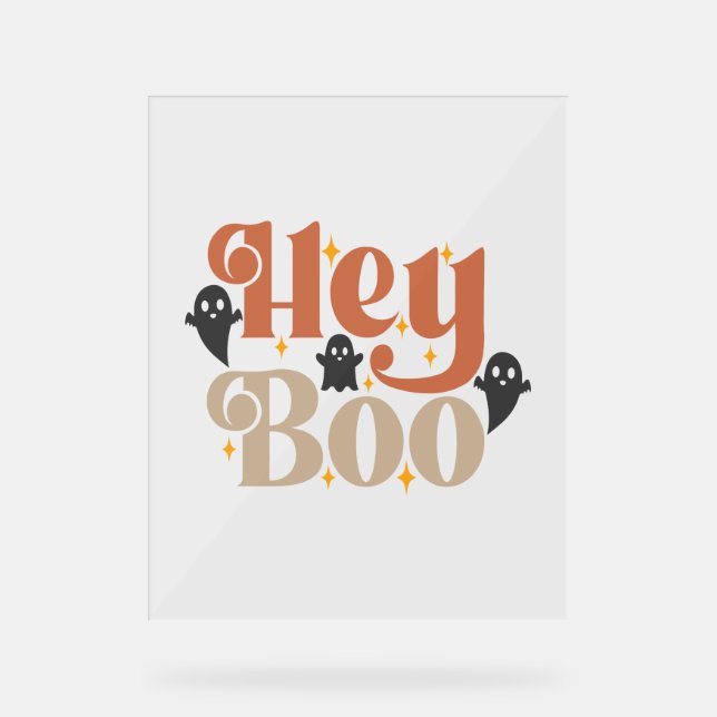 Hey Boo Boho Halloween Hey Boo Ghost Acrylschild (Vorderseite)