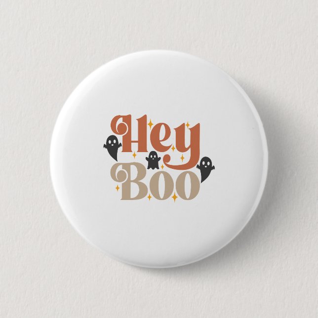 Hey Boo Boho Halloween Hey Boo Ghost Button (Vorderseite)
