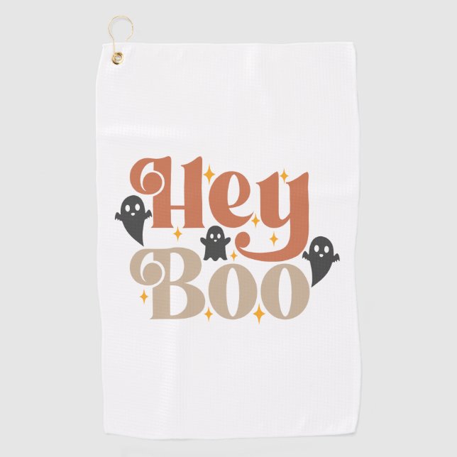 Hey Boo Boho Halloween Hey Boo Ghost Golfhandtuch (Vorderseite)