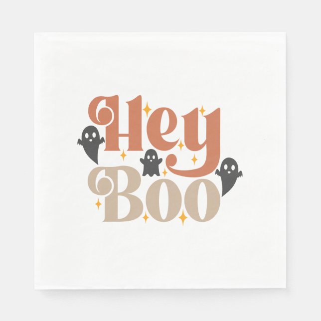 Hey Boo Boho Halloween Hey Boo Ghost Serviette (Vorderseite)