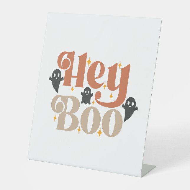 Hey Boo Boho Halloween Hey Boo Ghost Sockelschild (Vorderseite)