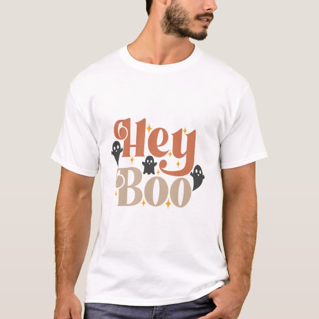 Hey Boo Boho Halloween Hey Boo Ghost T-Shirt (Vorderseite)