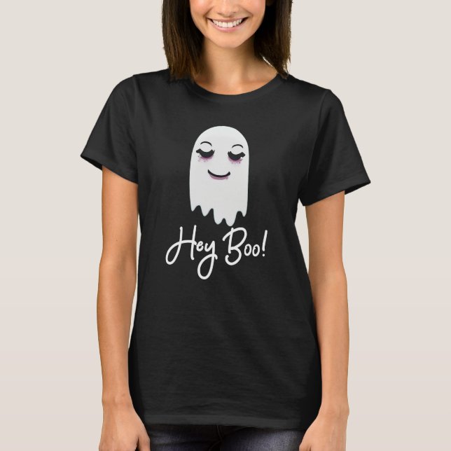 Hey Boo Cute Halloween Ghost T-Shirt (Vorderseite)