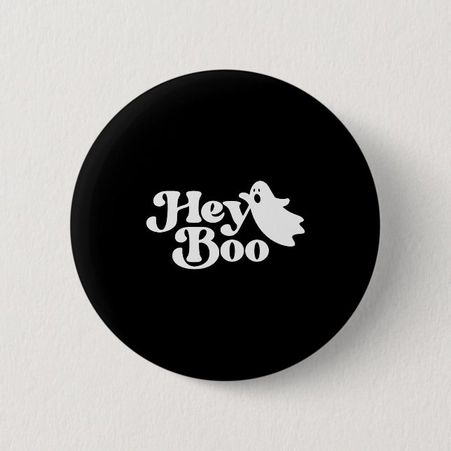 Hey Boo Funny Ghost Halloween Men Women Kids  Button (Vorderseite)