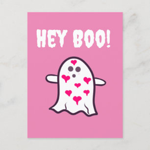 Hey Boo! Ghost Covered in den Herzen Postkarte