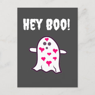 Hey Boo! Ghost Covered in den Herzen Postkarte