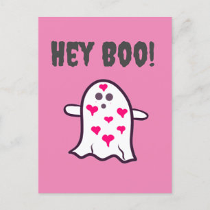 Hey Boo! Ghost Covered in den Herzen Postkarte