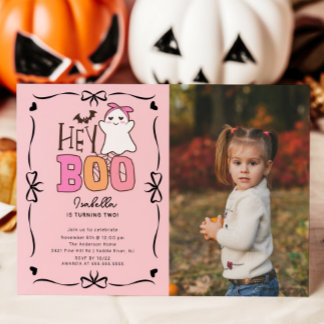 Hey Boo Ghost Foto Geburtstag Einladung