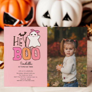 Hey Boo Ghost Foto Geburtstag Einladung